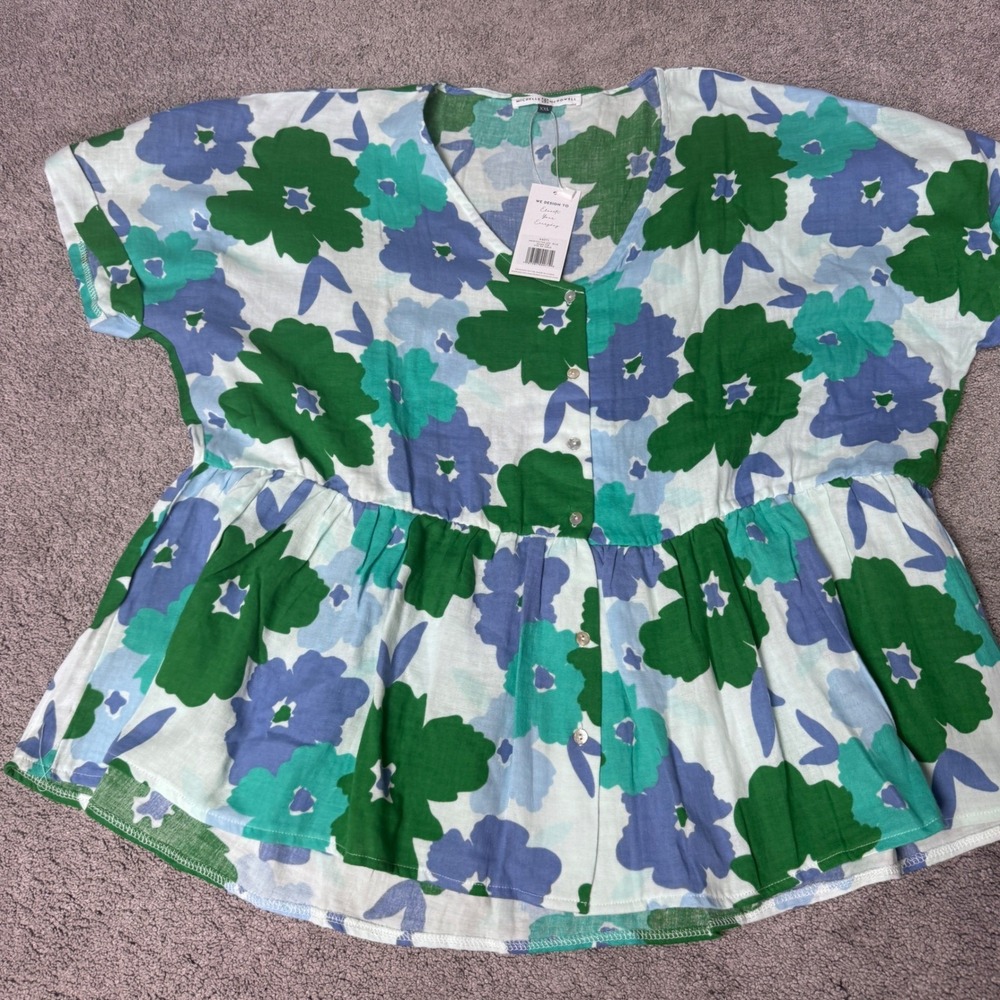 NEW Michelle Mcdowell Women's 2XL Sweeten The Day Blue Emma Top Short Sleeve